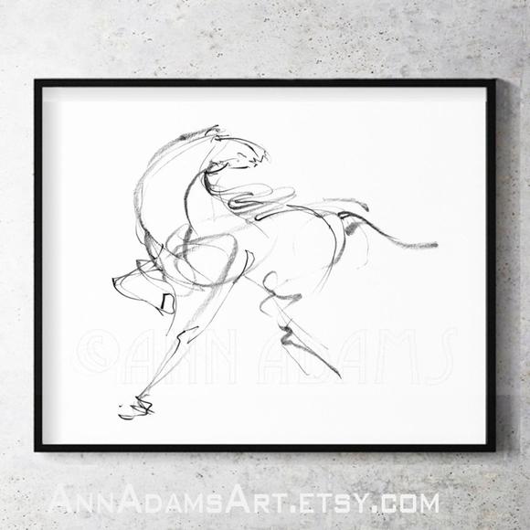 580x580 Abstract Horse Sketches Ann Adams Art - Horse Pictures Drawing