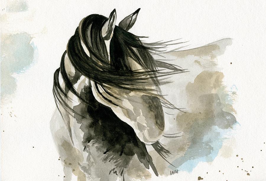 900x615 horse profile in sepia painting - Horse Profile Drawing