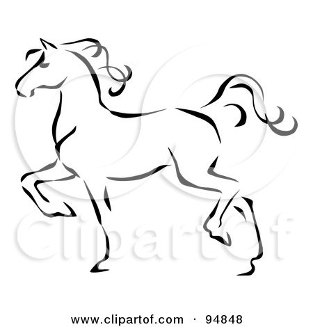450x470 horse outline printable graceful black line art trotting horse - Horse Profile Drawing