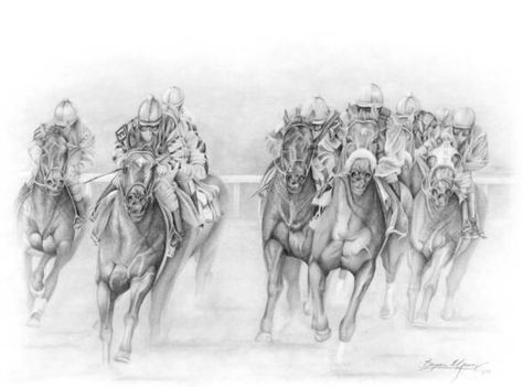 474x351 Horse Race Derby Drawing Art Horses - Horse Racing Drawing