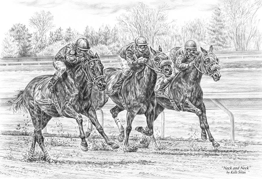 900x615 neck and neck - Horse Racing Drawing