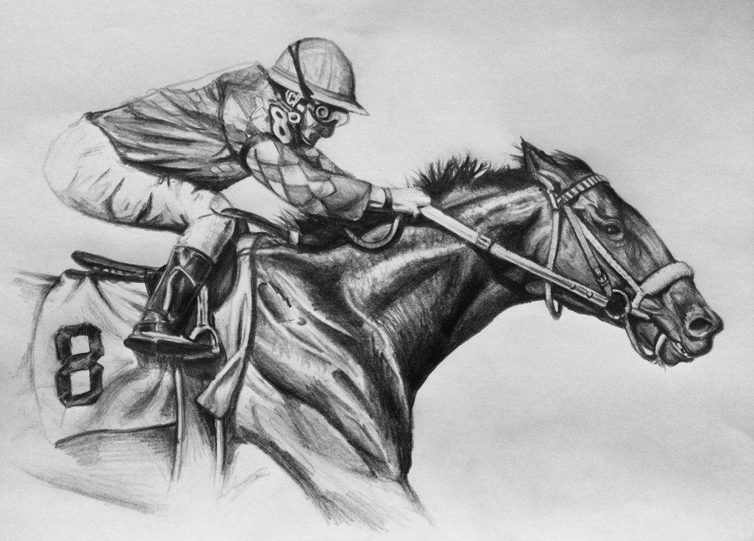 1056x757 Race Horse - Horse Racing Drawing