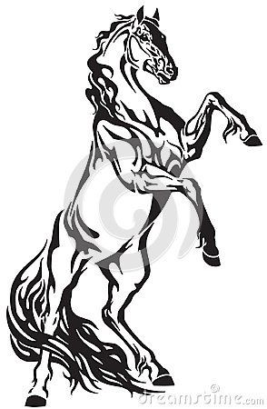 294x450 black and white horse drawings horse tribal tattoo stallion - Horse Rearing Up Drawing