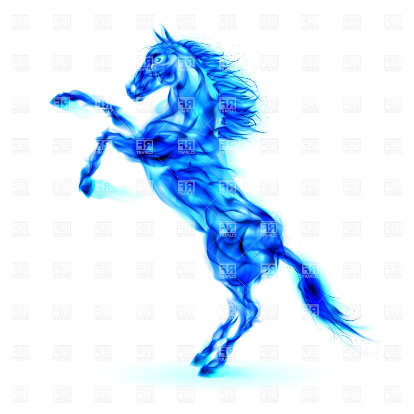 1440x1440 blue fire horse rearing up vector clipart soidergi - Horse Rearing Up Drawing