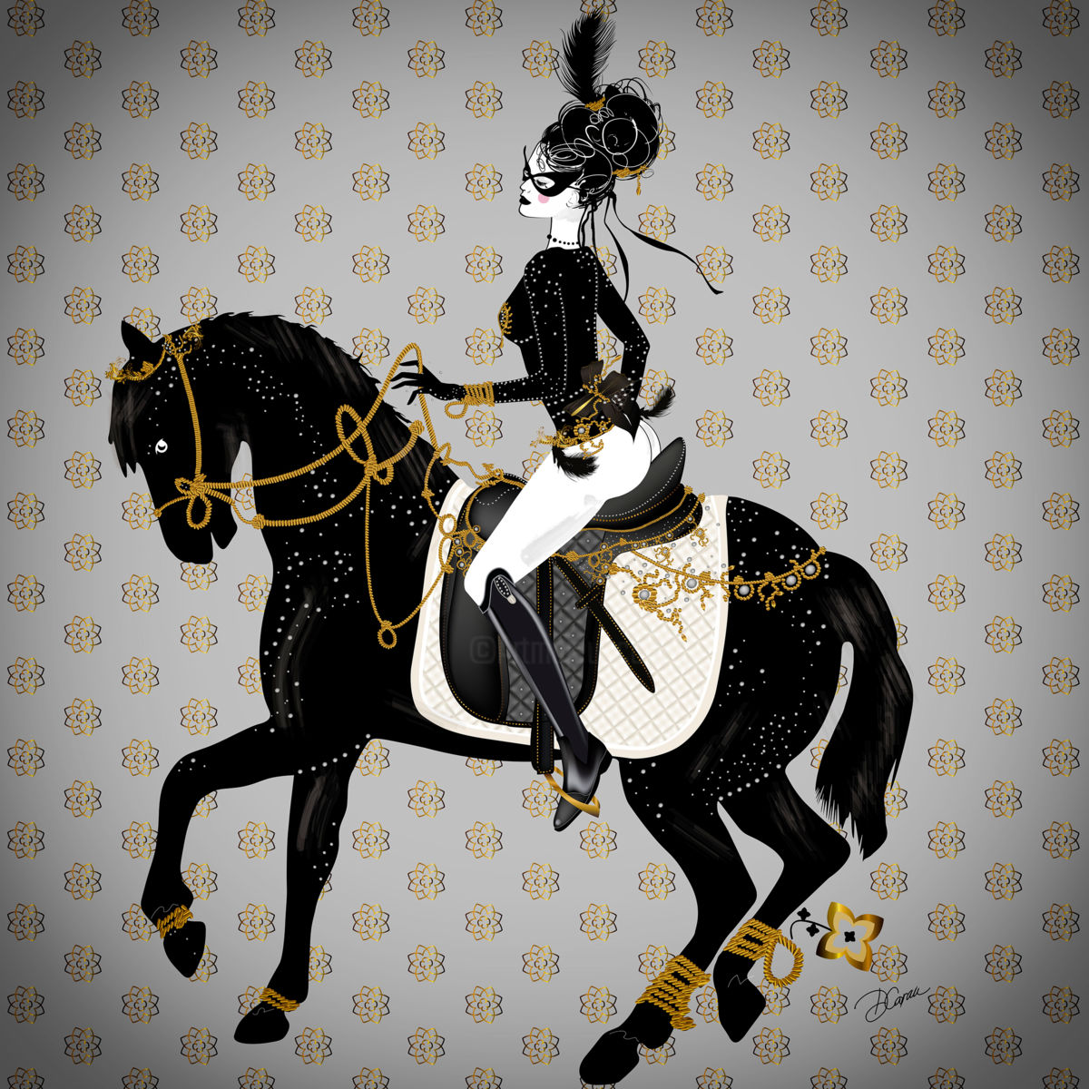 1200x1200 Miss Perle - Horse Riding Drawing