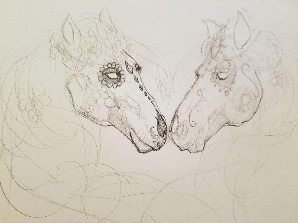 1024x768 Sugar Skull Horse Art Amino - Horse Skull Drawing