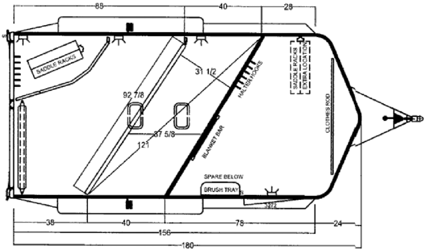 850x502 An Example Of A Simple Slant Load, Two Horse, Tag Along Type - Horse Trailer Drawing