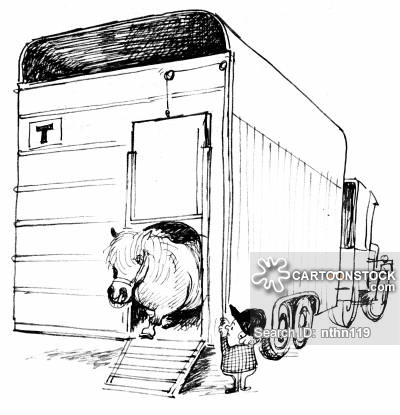 400x415 Horse Trailers Cartoons And Comics - Horse Trailer Drawing