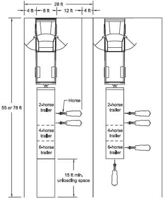 330x400 Parking And Staging Dimensions For A Truck Pulling A Horse Trailer - Horse Trailer Drawing