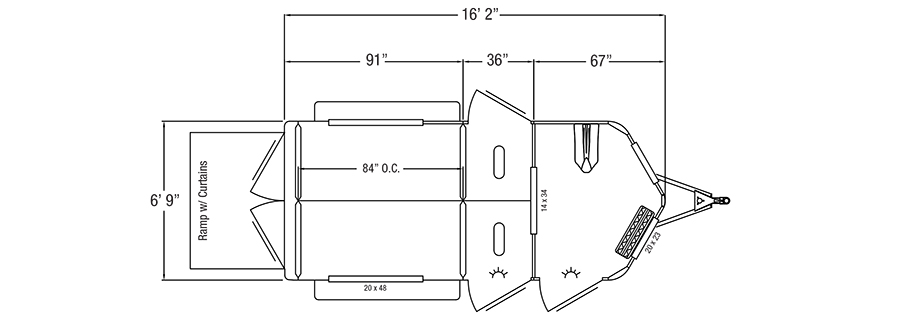 900x320 Sundowner Trailer Corporation - Horse Trailer Drawing