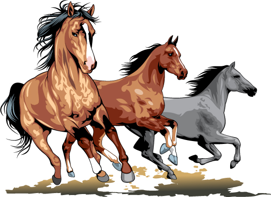 550x401 Realistic Running Horses Vector Graphics Free Download - Horse Vector Drawing