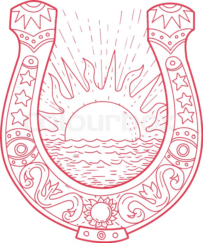 666x800 drawing sketch style illustration of a stock vector colourbox - Horseshoe Drawing