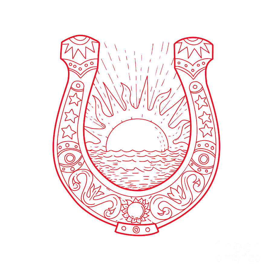 900x900 good luck horseshoe sun sea drawing digital art - Horseshoe Drawing