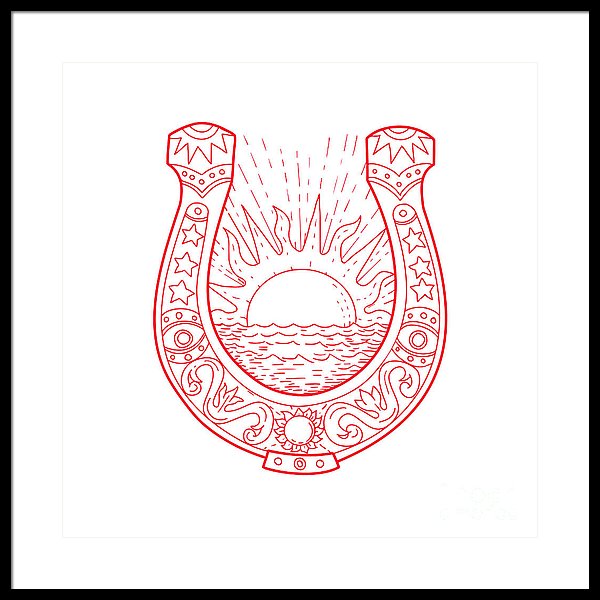 600x600 good luck horseshoe sun sea drawing framed print - Horseshoe Drawing