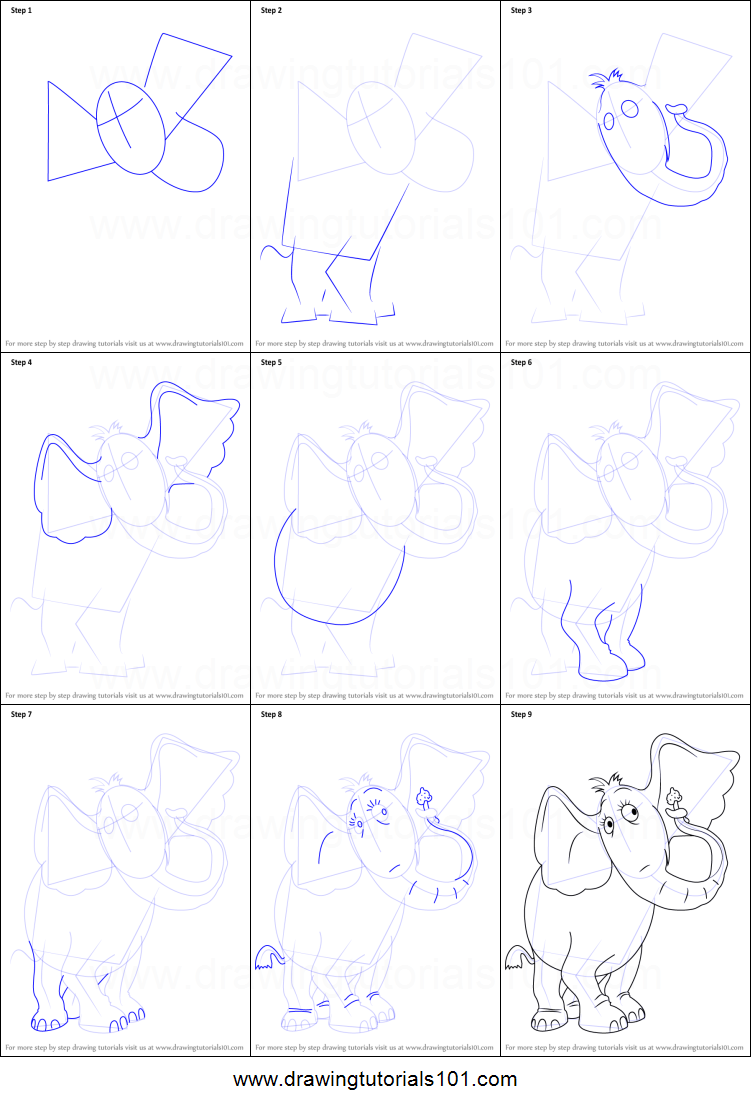 751x1107 How To Draw Horton The Elephant From Horton Hears A Who! Printable - Horton Drawing