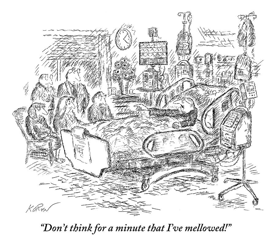 900x813 An Old Man In A Hospital Bed Talks To His Five Drawing - Hospital Bed Drawing