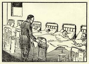 300x216 Line Drawing Of Men In Hospital Beds With Doctor Looking Over - Hospital Bed Drawing