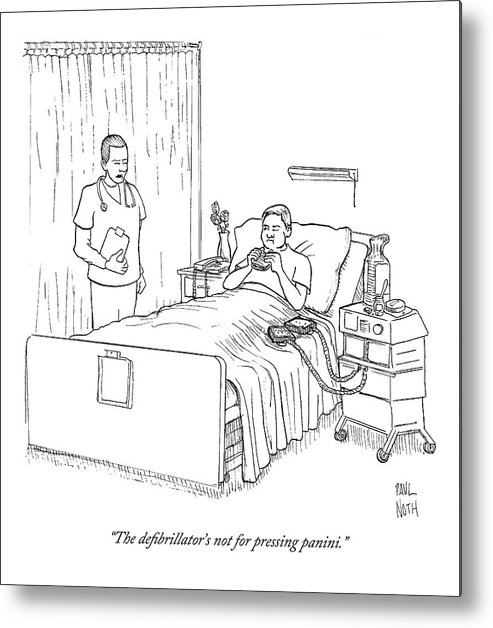 493x628 Patient Eating Sandwich In Hospital Bed Metal Print - Hospital Bed Drawing