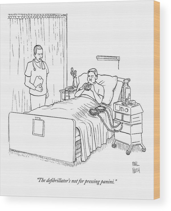 600x740 Patient Eating Sandwich In Hospital Bed Wood Print - Hospital Bed Drawing