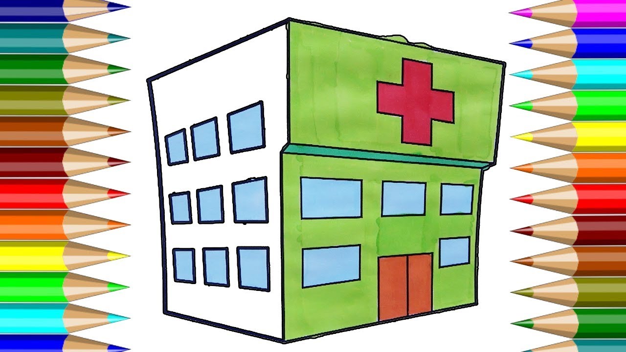 1280x720 Hospital Coloring Book How To Draw House,hospital Kids Drawing - Hospital Building Drawing