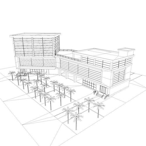 500x500 Model Animated Hospital Building Cgtrader - Hospital Building Drawing