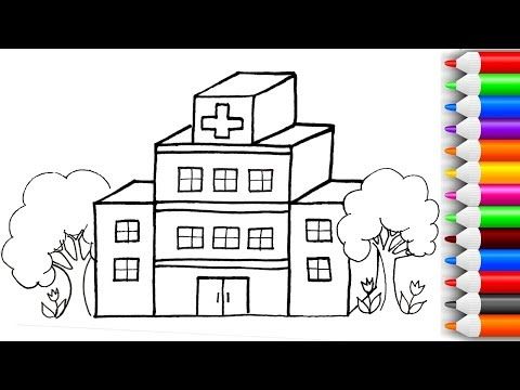 480x360 how to draw and color hospital and ambulance coloring pages - Hospital Cartoon Drawing
