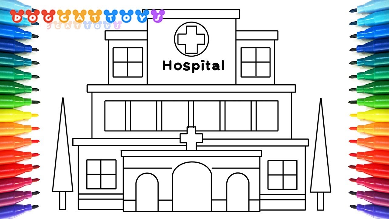 1280x720 How To Draw A Hospital Coloring Pages Drawing, Coloring Art - Hospital Drawing