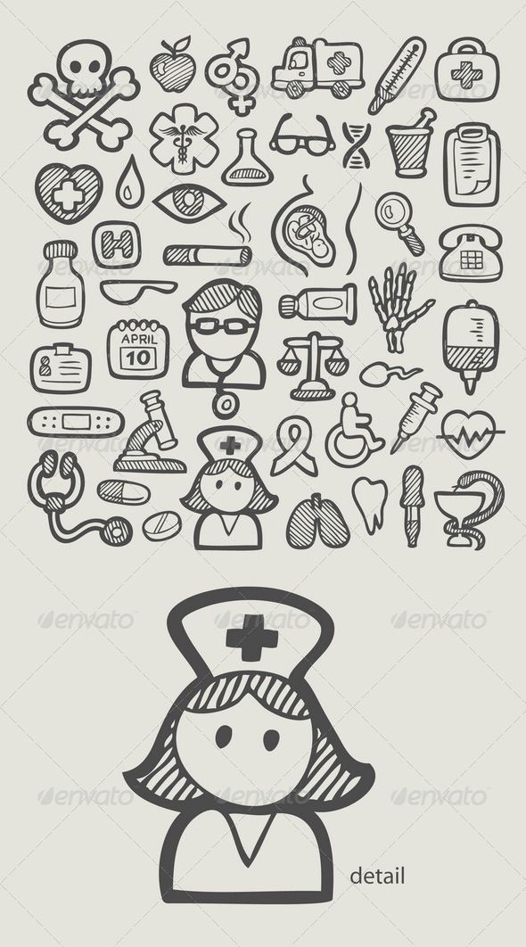 590x1062 Medical Or Hospital Icons Spontaneous Hand Drawn Good Use - Hospital Drawing Easy