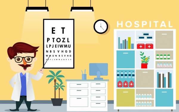600x377 Hospital Drawing Optical Faculty Them Colored Cartoon Design Free - Hospital Drawing Images