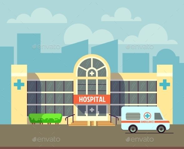 590x480 vector city hospital building in flat design style clinic - Hospital Drawing Pictures