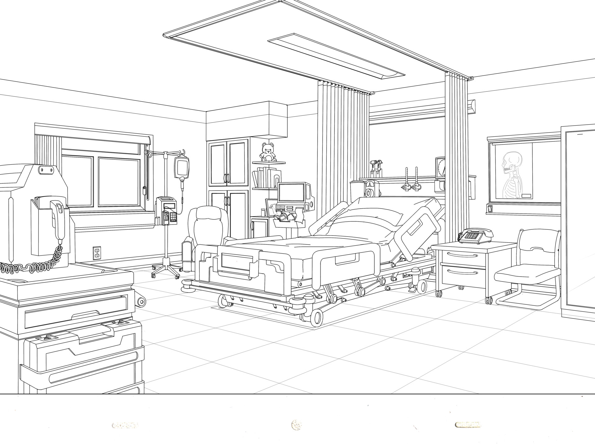 Hospital Room Drawing 9 