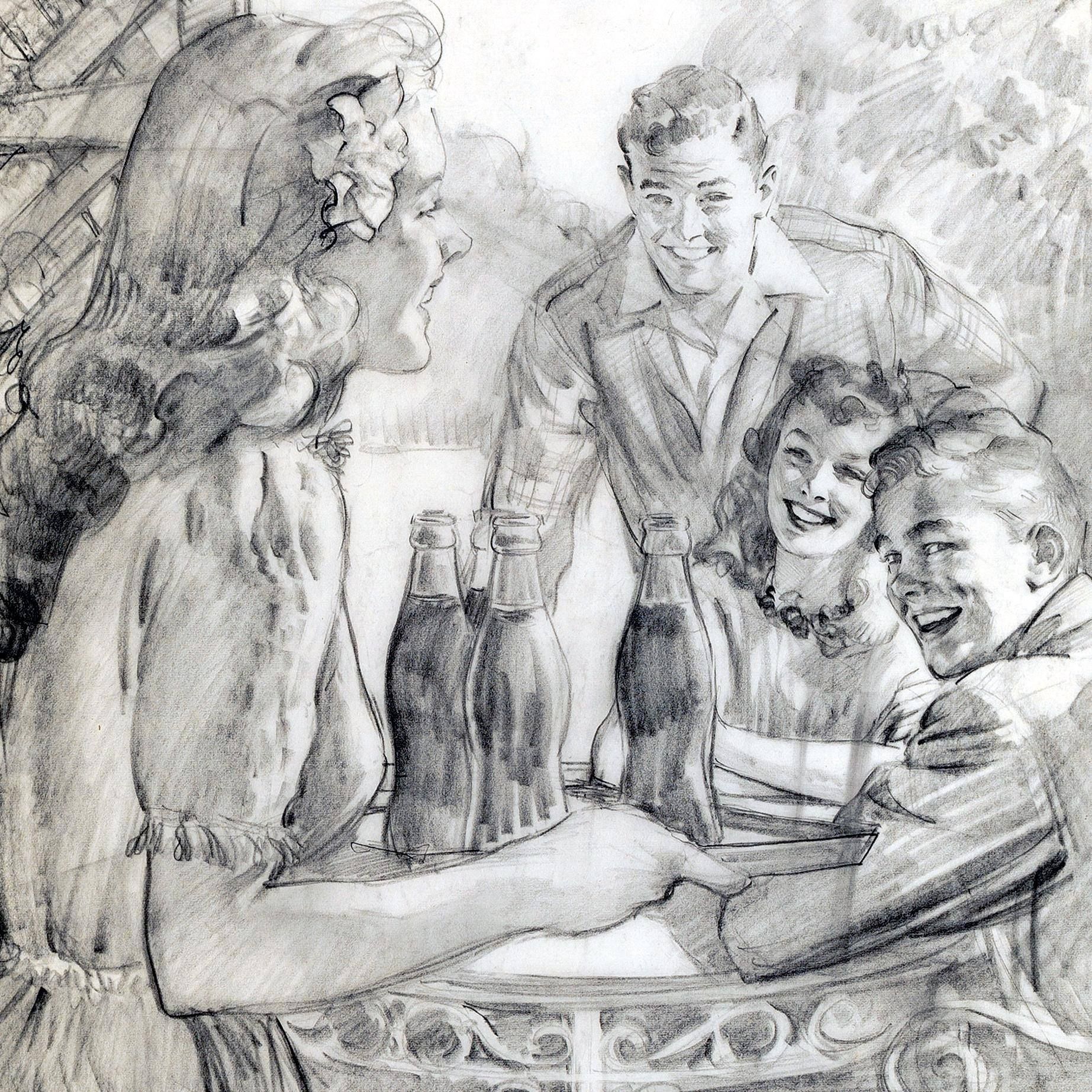 1845x1845 Gil Elvgren, Hospitality, So Easy And Welcome, Final Print Ad - Hospitality Drawing