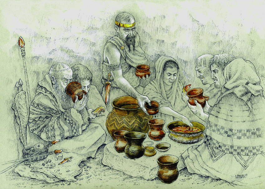 850x607 Ritual Scene Of A Hospitality Banquet With Beaker Pottery - Hospitality Drawing