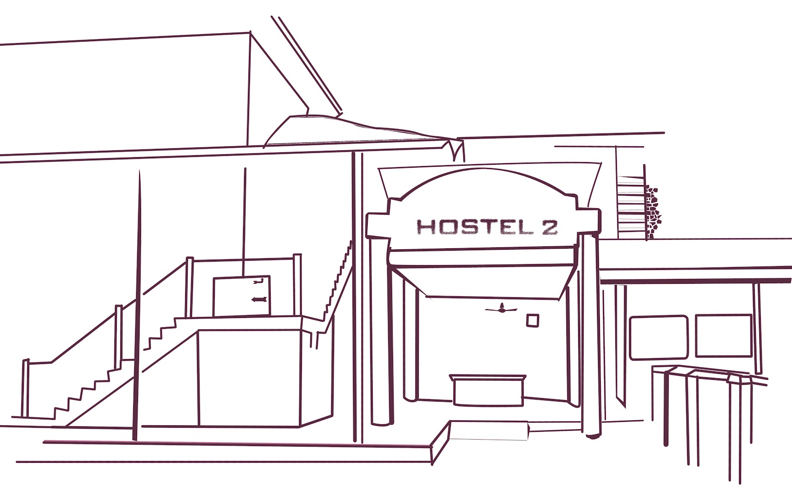 1600x1005 Line Drawing - Hostel Drawing