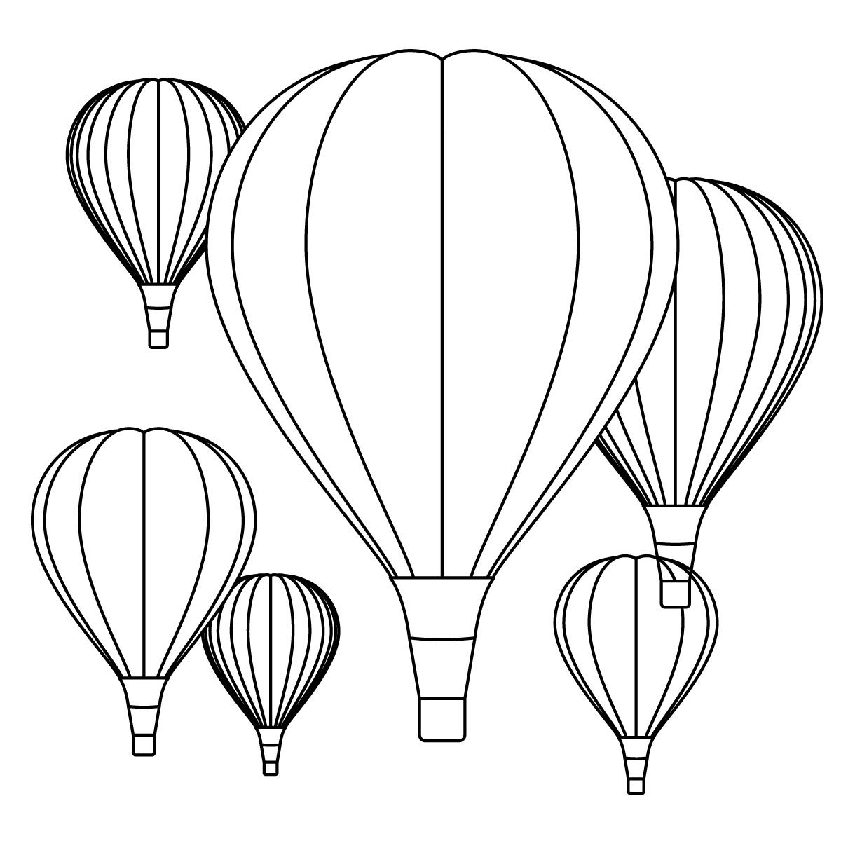 1200x1200 Hot Air Balloons Coloring Pages - Hot Air Balloon Basket Drawing