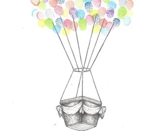340x270 Instant Download Hot Air Balloon Fingerprint Guest Book Etsy - Hot Air Balloon Basket Drawing