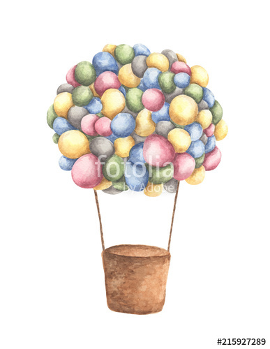 387x500 watercolor hot air balloon of colored children's balloon isolated - Hot Air Balloon Basket Drawing