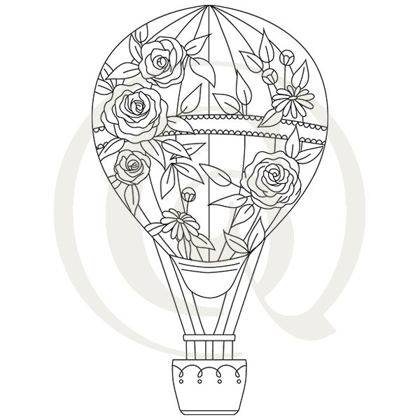600x600 hot air balloon with flowers svgdxf hot air balloons drawing - Hot Air Balloon Drawing