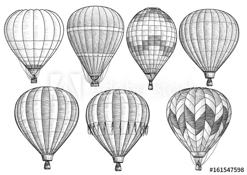 500x354 Hot Air Balloon Collection Illustration, Drawing, Engraving, Ink - Hot Air Balloon Drawing