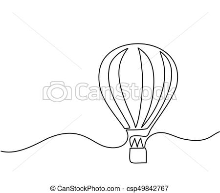 450x395 Hot Air Balloon Sign Continuous Line Drawing Icon Vector - Hot Air Balloon Drawing