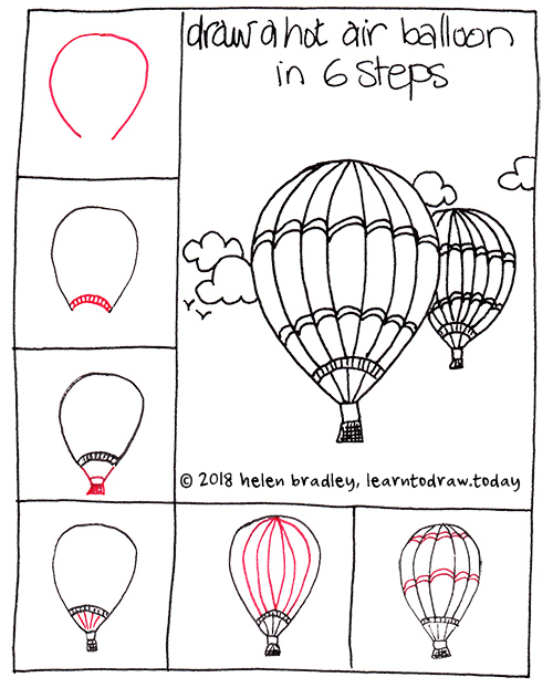 500x622 Learn To Draw A Hot Air Balloon In Six Steps Learn To Draw - Hot Air Balloon Drawing