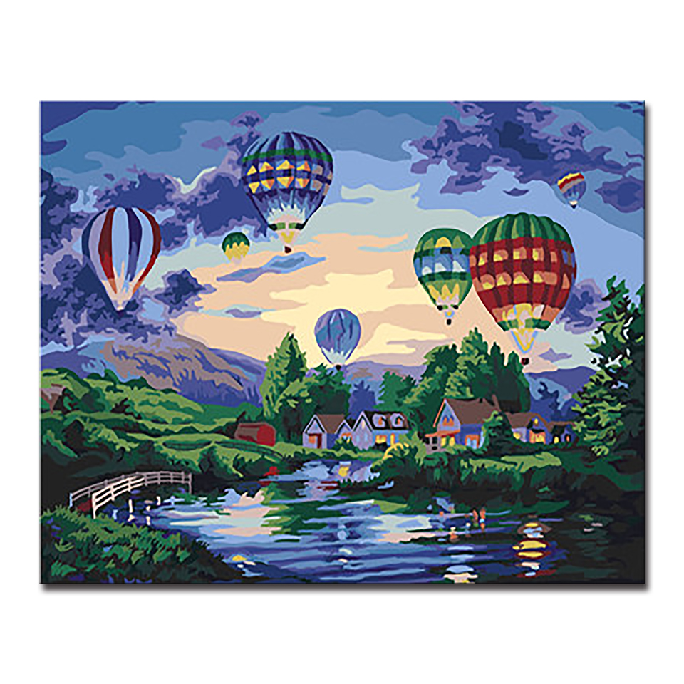 960x960 Framework Oil Painting - Hot Air Balloon Drawing