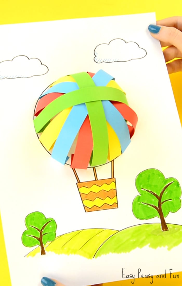 700x1100 Hot Air Balloon Paper Craft - Hot Air Balloon Drawing Template