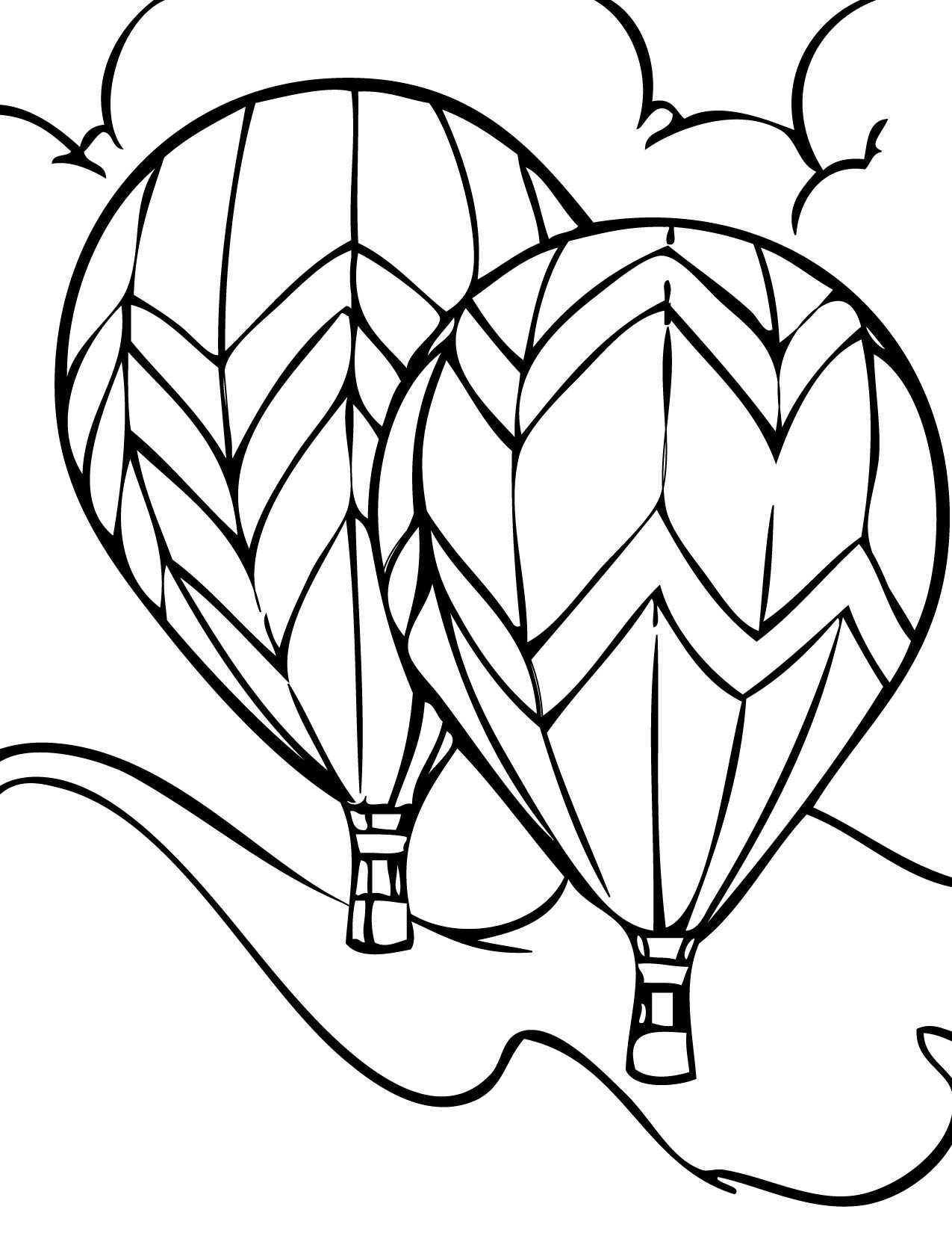 1275x1650 Hot Air Balloon Coloring - Hot Air Balloon Drawing Tumblr