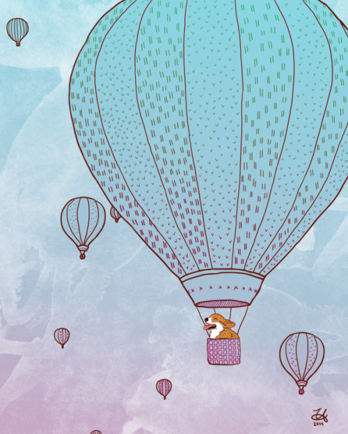 500x623 ocd obsessive corgi disorder, i just finished drawing a happy - Hot Air Balloon Drawing Tumblr
