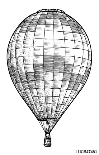 318x500 Hot Air Balloon Illustration, Drawing, Engraving, Ink, Line Art - Hot Air Balloon Line Drawing