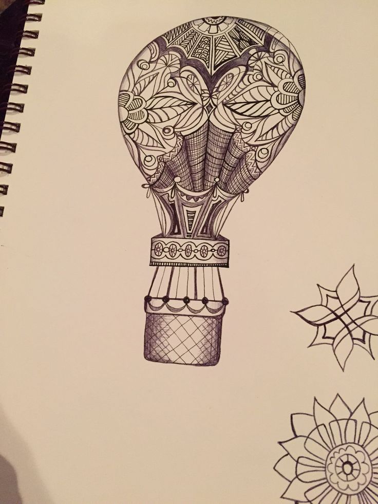 736x981 Drawn Hot Air Balloon Anchor - Hot Air Balloon Pencil Drawing