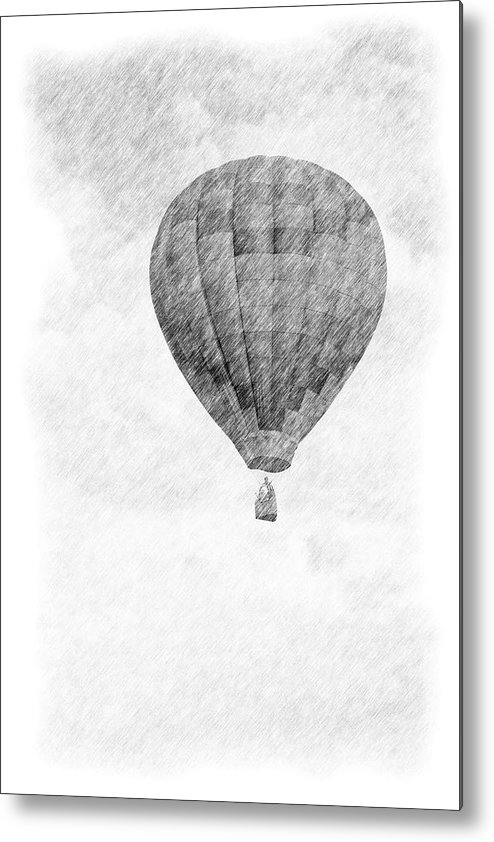 494x842 Hot Air Balloon Pencil Drawing Metal Print - Hot Air Balloon Pencil Drawing