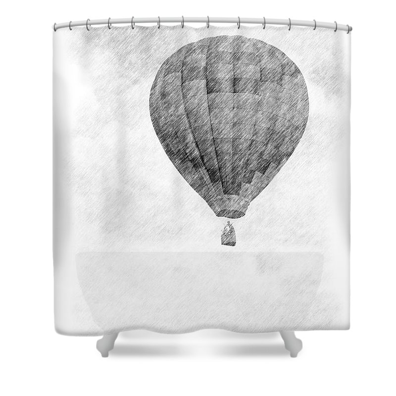 800x800 Hot Air Balloon Pencil Drawing Shower Curtain For Sale - Hot Air Balloon Pencil Drawing
