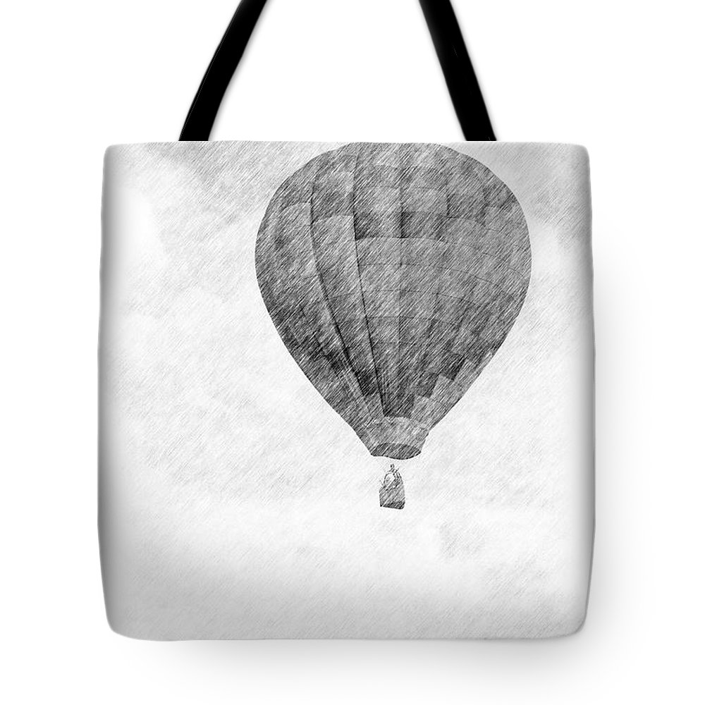 1000x1000 Hot Air Balloon Pencil Drawing Tote Bag For Sale - Hot Air Balloon Pencil Drawing